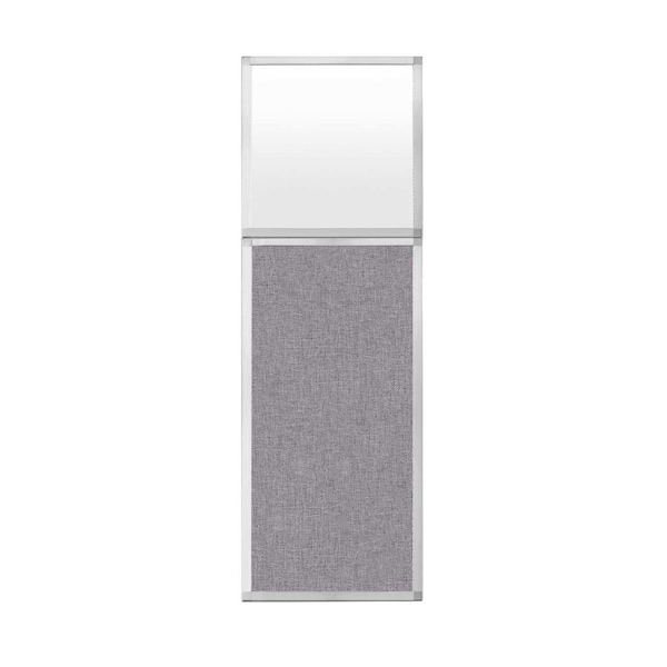 Hush Panel Configurable Cubicle Partition 2' x 6' W/ Window Cloud Gray Fabric Frosted Window